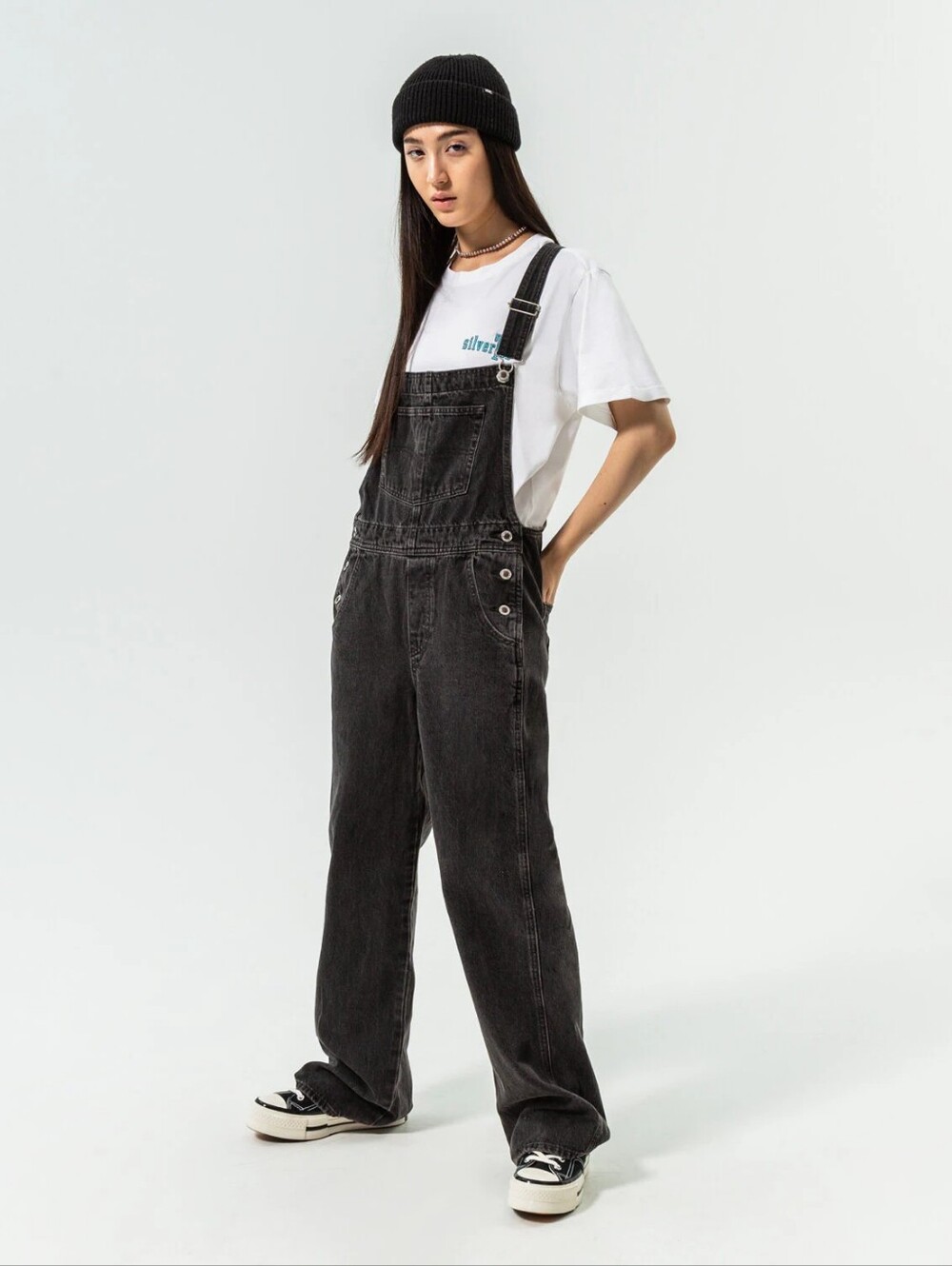 Levi's Silvertab Black Oversized Carpenter Overalls Jeans - Size XL
